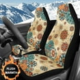 thumbnail image 2 of Uorisanigo 2 Pack Front Seat Covers, Plush Fluffy Tropical Boho Flower Seat Protectors, Washable Automotive Seats Cover for Most Cars Trucks SUV, Easy Installation, 2 of 7