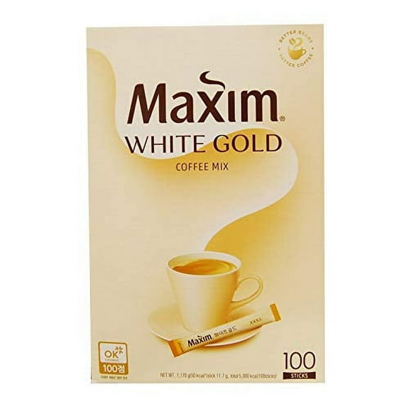 K-Foods Korean Dongsuh Maxim White Gold Instant Coffee - 100pks