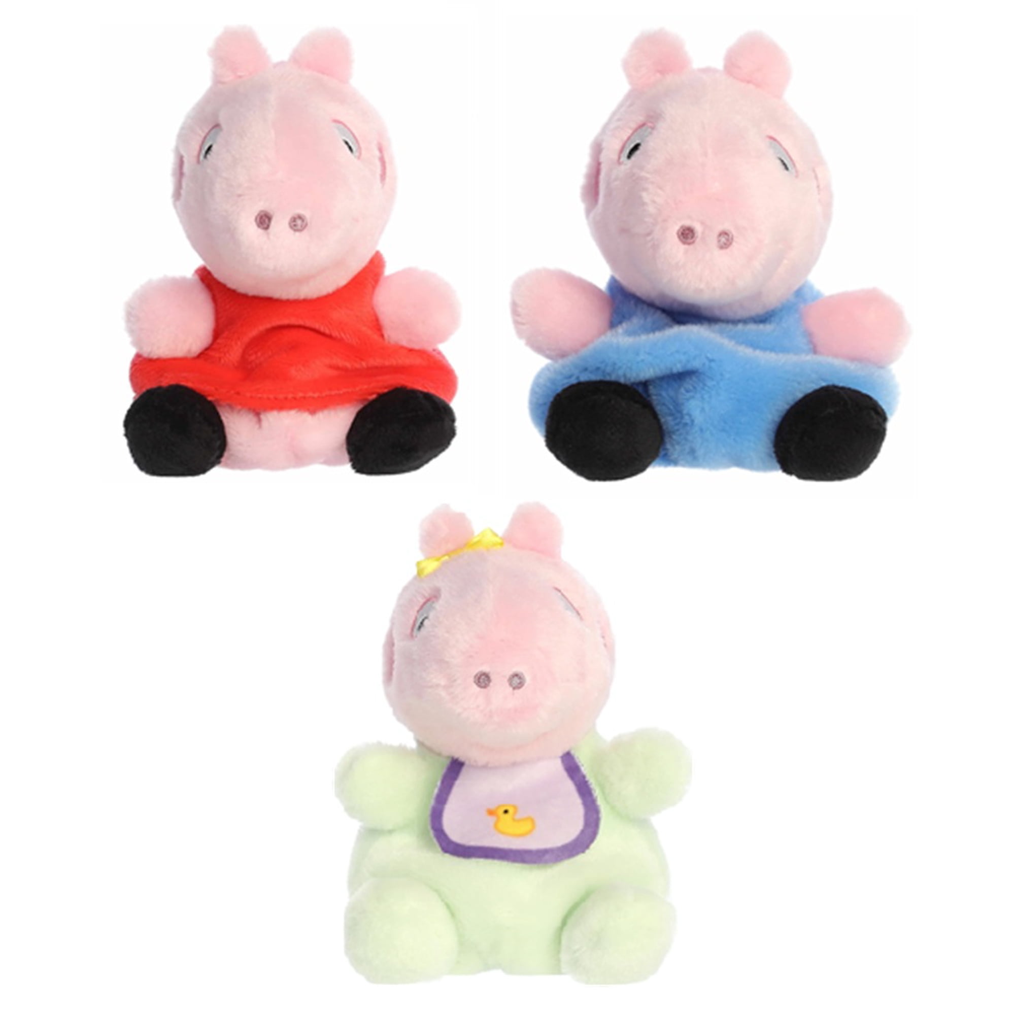 New Aurora 5" Palm Pals Peppa Pig 3 Pc Plush Set, Peppa, Evie Baby Bib, George
