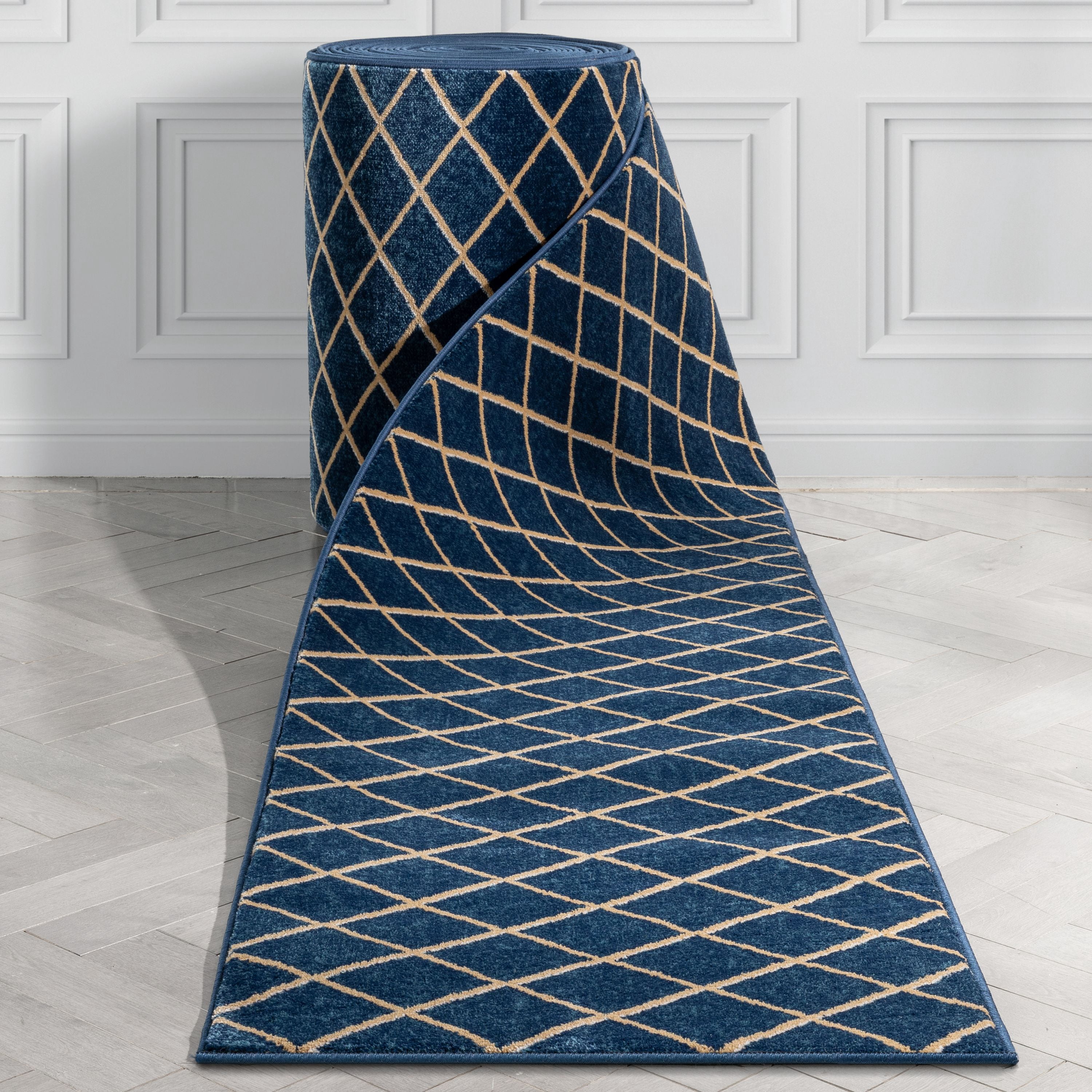 Well Woven Custom Size Runner - Choose Your Length - Aidah Blue & Gold ...