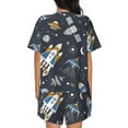 thumbnail image 3 of Bingfone Space Cars Print Pajamas Sets for Women Soft Short-Sleeved Pjs with Lounge Shorts Two Piece Sleepwear, 3 of 8