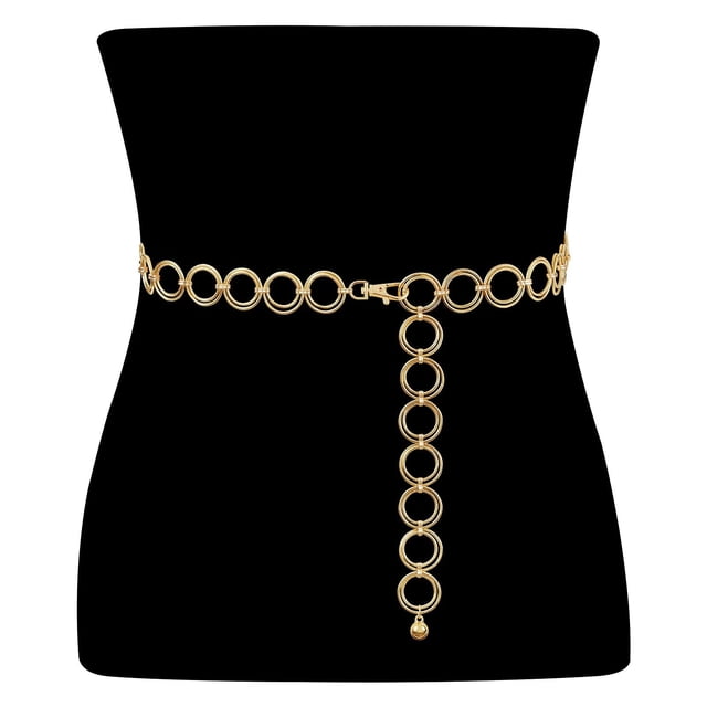Cinturón de metal con cadena ajustable para mujer, cinturón de moda