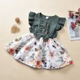 thumbnail image 2 of PENGXIANG Bébé Filles Robe Patchwork Volants Manches Courtes Genou Longueur Fleurs Imprimer une Ligne Robe, 2 of 8