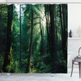 thumbnail image 1 of Ambesonne Nature Shower Curtain, Sunset in Woods Trees, 69"Wx84"L, Forest Green Pale Yellow, 1 of 3