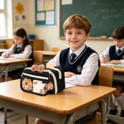 Cute Capybara Pencil Case Capybara College Supplies Large Capacity Wide Opening Mouth Pencil Pouch with Cute Pins Sticker Pendant Cute Stationery