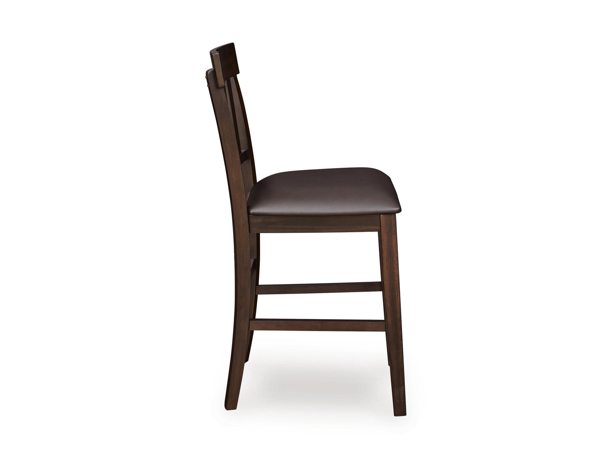 Signature Design by Ashley Haddigan Upholstered Bar Stool Set (2), Dark Brown, Counter Height Chairs with Faux Leather Seat and Wood Frame