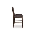 thumbnail image 4 of Signature Design by Ashley Haddigan Upholstered Bar Stool Set (2), Dark Brown, Counter Height Chairs with Faux Leather Seat and Wood Frame, 4 of 6