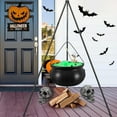 thumbnail image 5 of Vggrvlo Halloween Decorations 12.5"x6.9"Large Witches Cauldron on Tripod with Scary Eyeballs Lights Skeleton set Halloween Decor with Green Light for Indoor Outdoor Home Porch Yard Party, 5 of 5