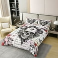 thumbnail image 3 of 100% Cotton Sketch Skull King Duvet Cover 3 Pcs Gray Rose Snake Wild Animal Bedding Set Teens Adults Retro Flowers Exotic Eye Wild Butterfly Comforter Cover,2 Pillowcases(No Comforter), 3 of 6
