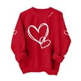 thumbnail image 2 of SYMOID Womens Red Heart Print Crewneck Sweatshirt - 100% Polyester Relaxed Fit Long Sleeve with LOVE Lettering Valentine's Day Casual Romantic Top,Size M, 2 of 6
