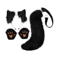 thumbnail image 3 of Conjunto de orejas y cola de zorro, hecho a mano, para cosplay, encantadores guantes de pata para Halloween. negro, 3 of 9