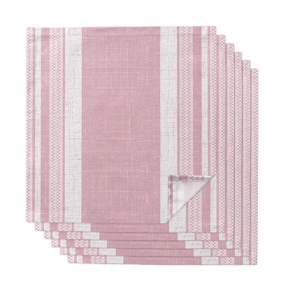 Cloth Napkins Set of 6 - 20x20 Inches, Vintage Pink Striped Washable Reusable Table Napkins, Farmhouse Modern Stripes Boho Soft & Absortbent Dining Napkin for Party Wedding Hotel Restaurant