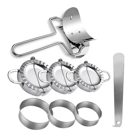 

Dumplings Maker 8 PCs Empanada Press Mold and Cutter Pie Ravioli Dough Pastry Wrappers Skin Manual Stuffing Spoon