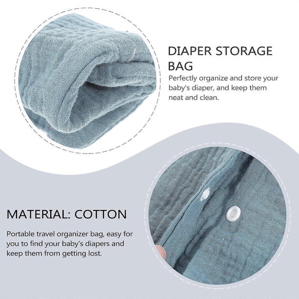 Diaper Bag Pouch Baby Stroller Hanging Infant Trolley Daily Use Blue Cotton for 1Set