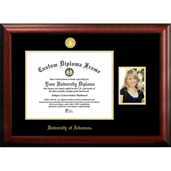 University of Arkansas 17w x 14h Gold Embossed Diploma Frame with 5 x7 Portrait