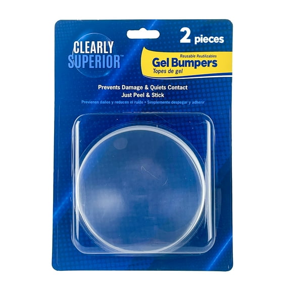 Clearly Superior Heavy Entry Door Wall Protector Bumper - Large 2 Pack Round 3.50" x .55" - Protects Walls & Quiets Door Knob Contact - Polymer Gel Bumpers
