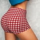 thumbnail image 4 of Fotbe Red Checkboard Shorts Sin Costuras – Shorts Deportivos de Cintura Alta para Mujer, Elásticos para Gimnasio, Yoga, Running o Ciclismo-Medium, 4 of 8