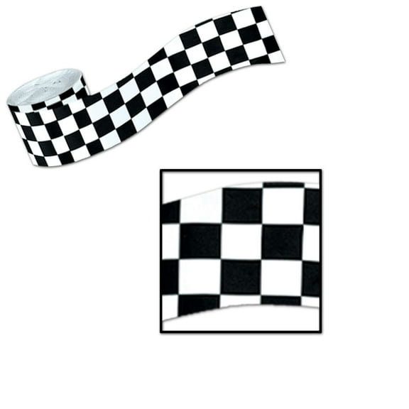 Club Pack of 12 Black and White Race Track Theme Checkered Party Streamers 30'