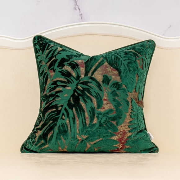 Funda de almohada Alerfa con forma cuadrada de hojas de arce verde azulado, 50 x 50 cm