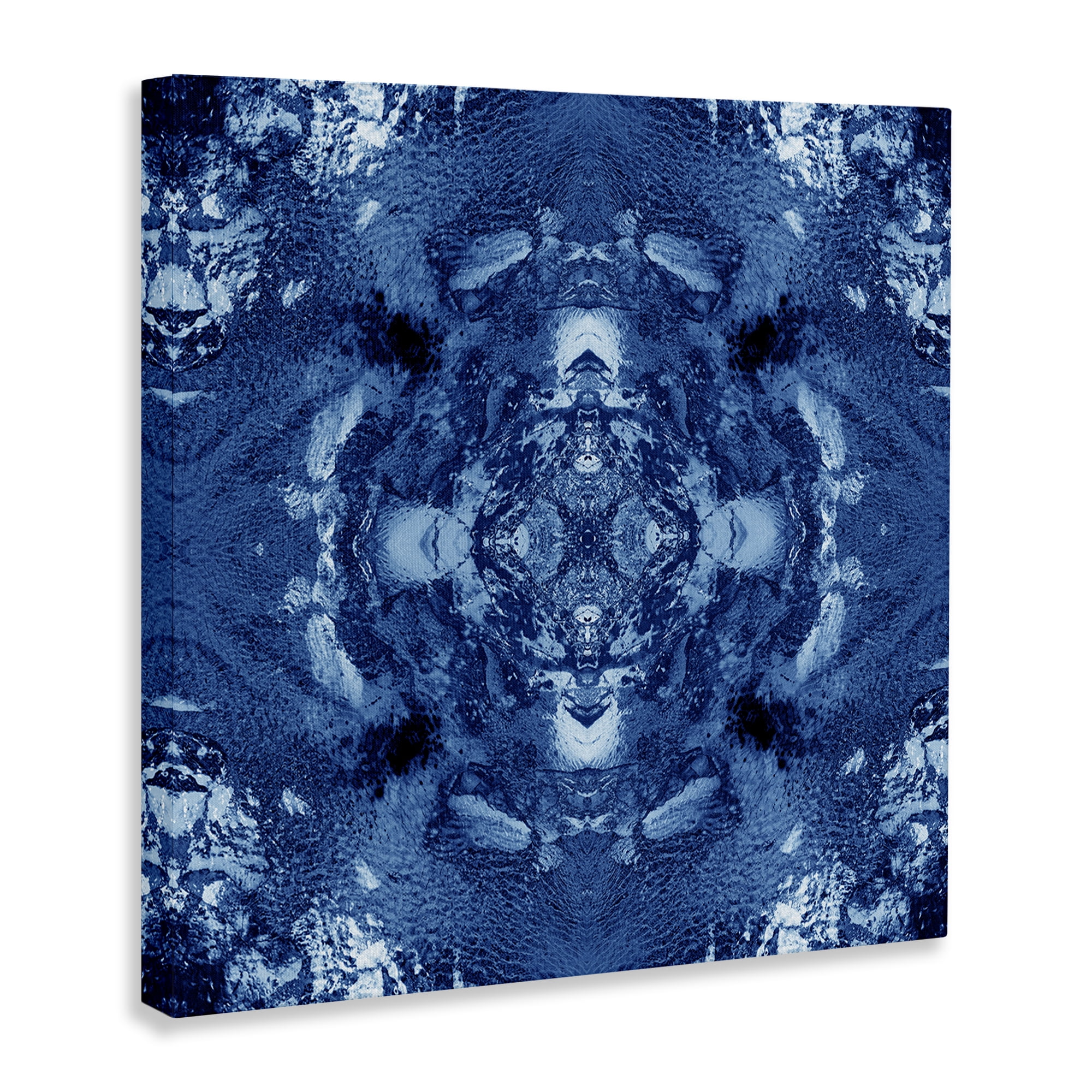 Stupell Industries Blue & White Mosaic Abstract Painting Wrapped Canvas Art Print Wall Art, 36 x 36