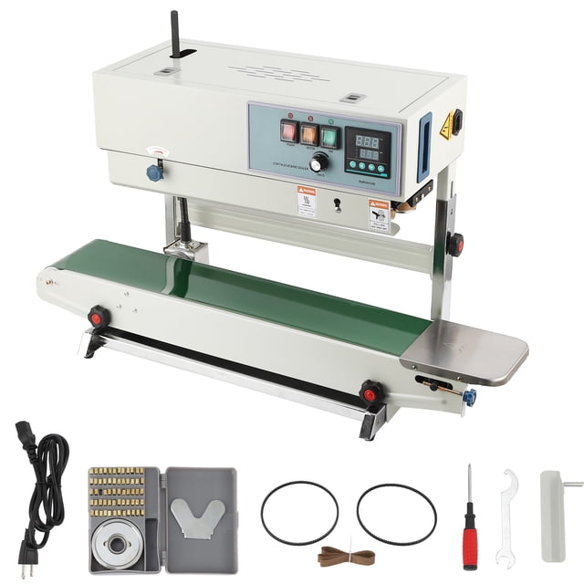 FR-900 Vertical Band Sealer, Automatic Continuous Sealing Machine 0-24m/min, Digital Temperature Control for Plastic Bags, Aluminum Foil Packaging