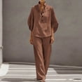 thumbnail image 4 of Purcolt 2 Piece Outfits for Women Summer Cotton Linen Matching Set V Neck Sleeveless Top Wide Leg Pants Casual Vacation Beach Travel Outfit, 4 of 9