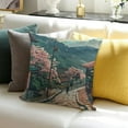 thumbnail image 3 of SHANXI Japanese Showa Style Pillow Cover Spring Throw Pillow Cover,Eastern Traditional House and Nature Cushion Cover Ink 12x12in, 3 of 5