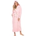 thumbnail image 3 of Women's Plush Fleece Robe with Hood, Long Warm Solid Bathrobe, 3 of 6