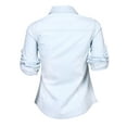 thumbnail image 4 of Retro Women Casual Blue Jean Soft Denim Long Sleeve Shirt Tops Denim Blouse Jacket Hot, 4 of 5