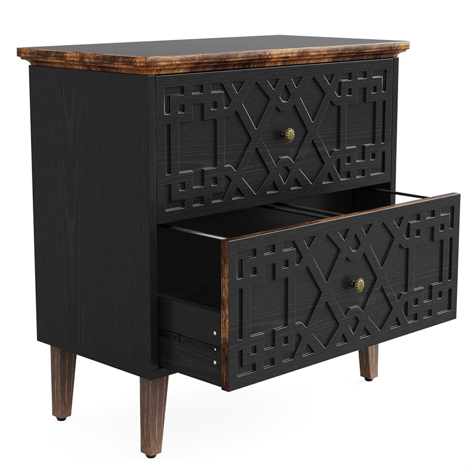 Demi Bonn 2-Drawer File Cabinet, Wood Filing Cabinet for Home Office, Printer Stand, for A4, Letter-Size Documents, Storage Cabinet for Home Office, Black