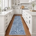 thumbnail image 3 of GLATTICE Runner Rug for Hallway 2x8 Non Slips Rug Runner Super Soft Kitchen Runner Rug Printed Faux Wool Floral Thin Blue Rugs for Entryway Laundry Room Bedroom, 3 of 7