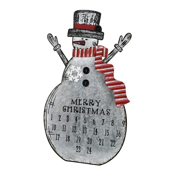 Metal Snowman Christmas Countdown Advent Calendar, Rustic Snowman Snowflake 24 Days Countdown to Christmas Snowman Table Top Wall Hanging Xmas Ornaments Snowman Centerpiece Sign Holiday Decoration