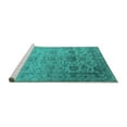 thumbnail image 2 of Ahgly Company Machine Washable Indoor Square Oriental Turquoise Blue Industrial Area Rugs, 6' Square, 2 of 4