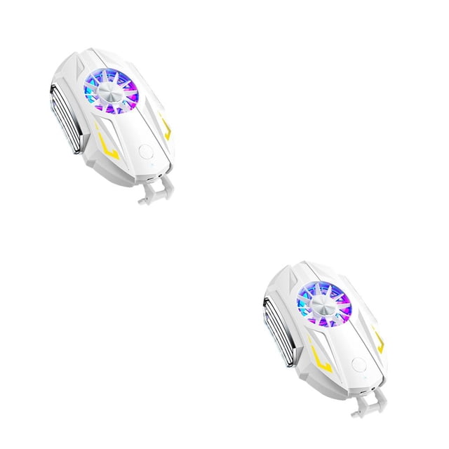 Sidaley Ventilador de refrigeración para teléfono inteligente con luz RGB, radiador portátil, disipador de calor de disipación de juego Blanco 2piezas