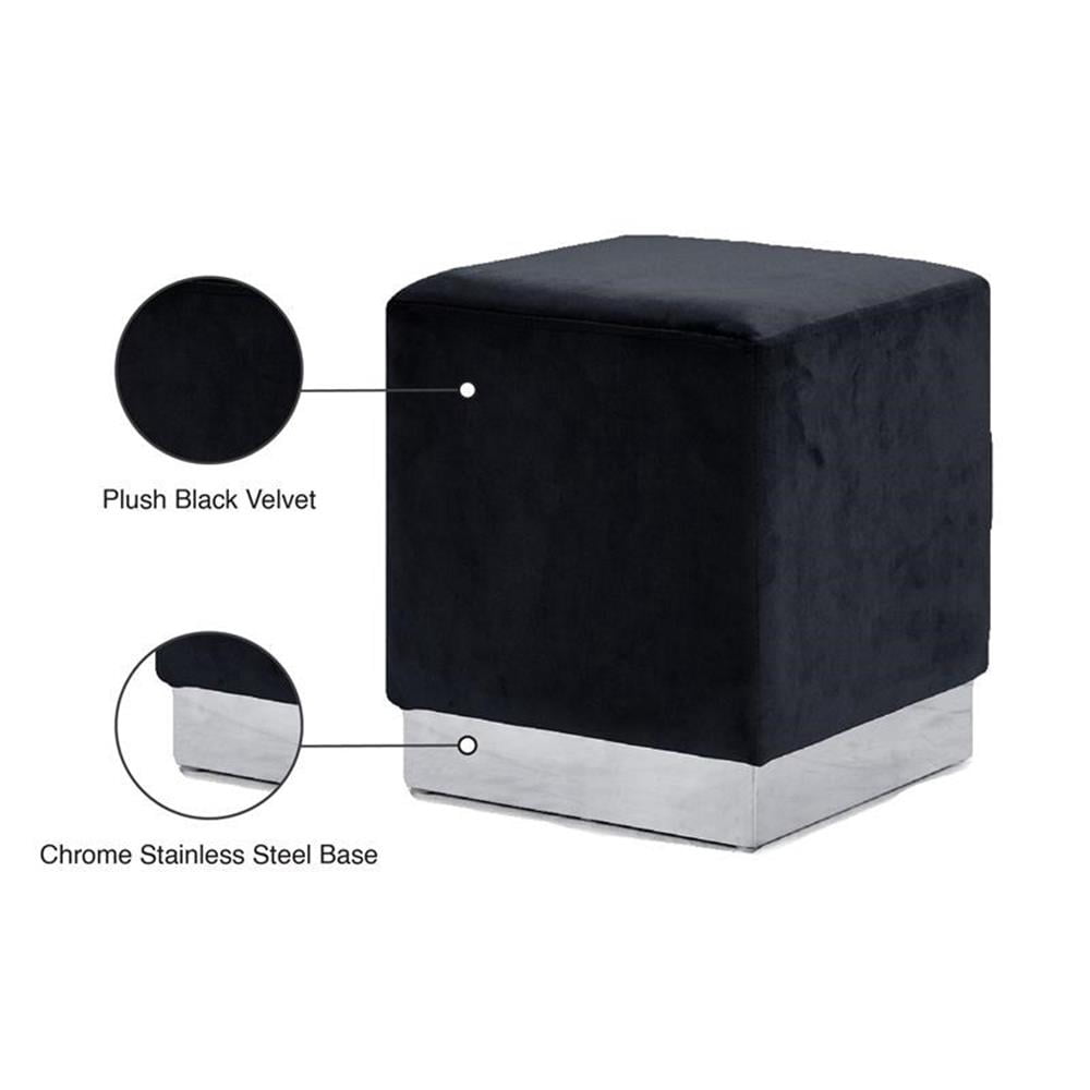 Pemberly Row Modern / Contemporary Velvet Ottoman/Stool in Black