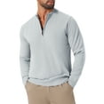 thumbnail image 4 of INSPIRE CHIC Men's Mock Neck Pullover Sweater Solid Color Quarter Zip Knitted Polo Sweater L Light Gray, 4 of 6
