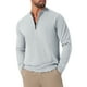 thumbnail image 4 of Suéter de punto de cuello alto para hombre INSPIRE CHIC, color sólido, con media cremallera, talla XL, gris claro, 4 of 6