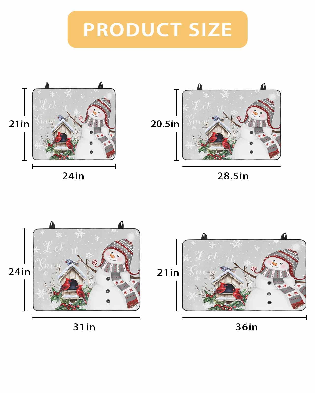 Large Induction Cooktop Protector Mat Grey Snowman Christmas Stove Top Covers for Electric Stove, Xmas Snowflake Birds Berry Winter Decorative Stove Burner Cover Mats, Glass Top Stove Cover