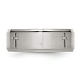 thumbnail image 4 of Chisel Stainless Steel Brushed and Polished Cross 8mm Ridged Edge Band SR109, 4 of 8