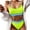 A, variant on Women Sexy 2 Pieces Bikini Set Scoop Neck Push Up Padded Ribbed Micro Swimsuit High Waisted Neon Solid Color Bathing Suit Beachwear