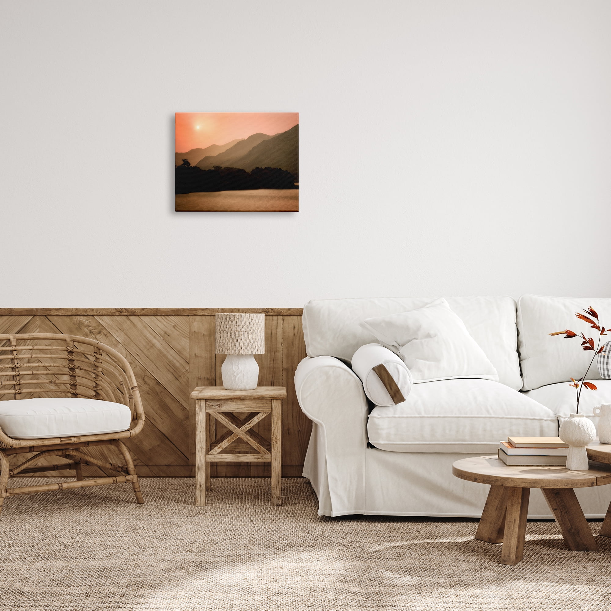 Stupell Industries Sunset over Mountain Peaks Nature Photography Gallery Wrapped Canvas Print Wall Art, 20 x 16