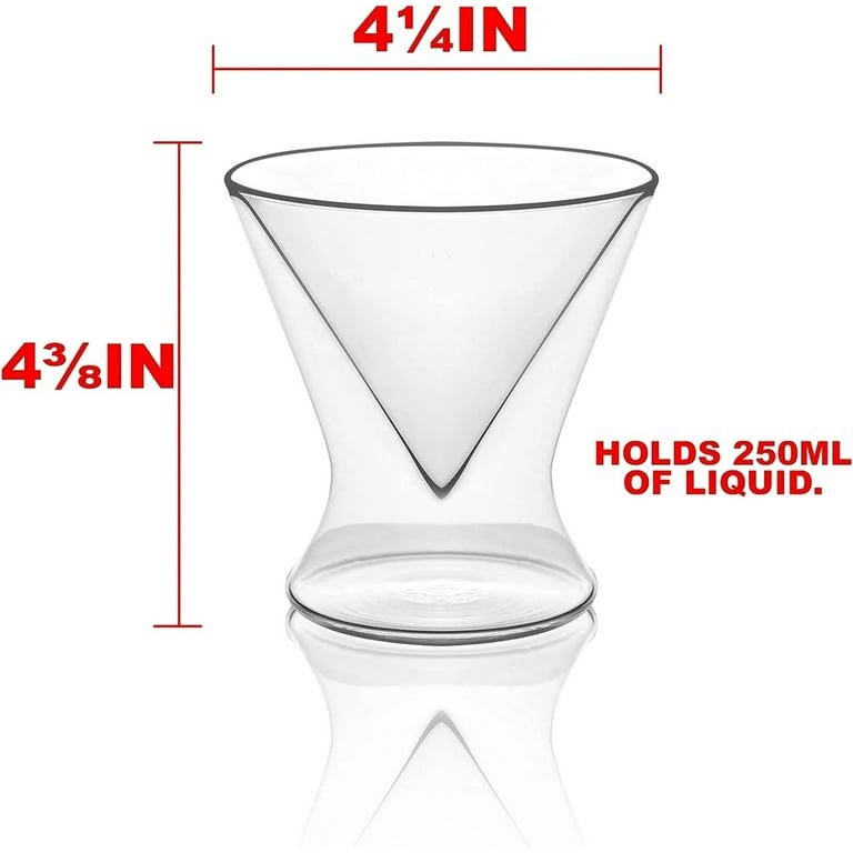Ysell Insulated Martini Glasses,Set of 2,8 oz,Double Walled Cocktail  Glasses,Lead-Free Glass Cups Great for Cold or Hot Drinks: Martini Glasses