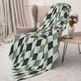 thumbnail image 3 of Sikiie grey and green argyle Print Cozy Flannel Fleece Throw Blanket: Lightweight & Thick for All Seasons - Perfect for Women, Men, & Kids-60"x50", 3 of 6