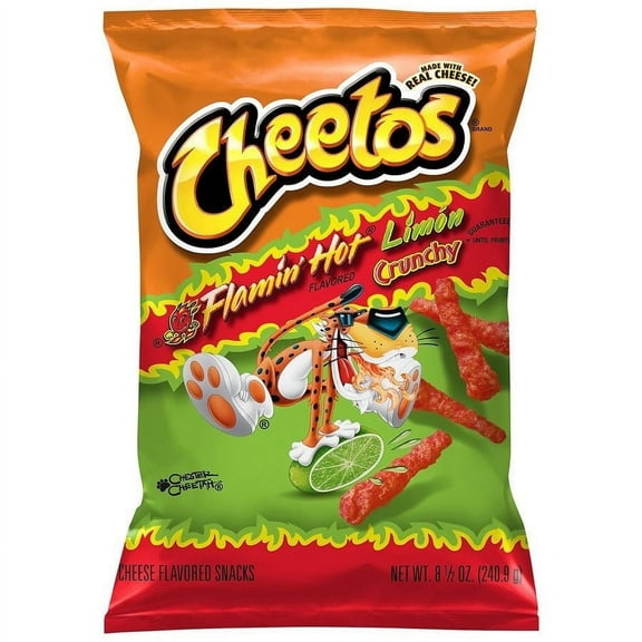 Cheetos Crunchy Cheese Flavored Snacks Flamin' Hot Limon 8.5Oz