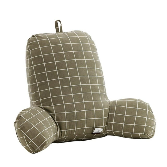 veasfak BED Rest Reading Pillow Husband Pillow Chair Back Rest Support Cushion Khaki Khaki Grid