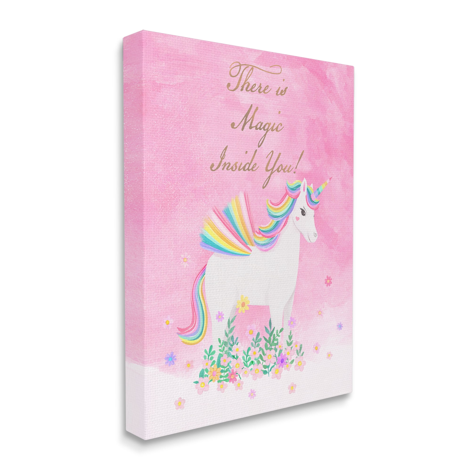 Stupell Industries Magic Inside You Unicorn Fairy Tales & Fantasy Painting Gallery Wrapped Canvas Print Wall Art, 16 x 20