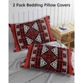thumbnail image 2 of Red Black Boho Queen Pillow Cases Set of 2 - Microfiber Bed Throw Pillow Covers, Geometric Vintage Abstract Art Decorative Lumbar Pillow Cover with Envelope Closure for Sofa/Travel 20"x30", 2 of 6