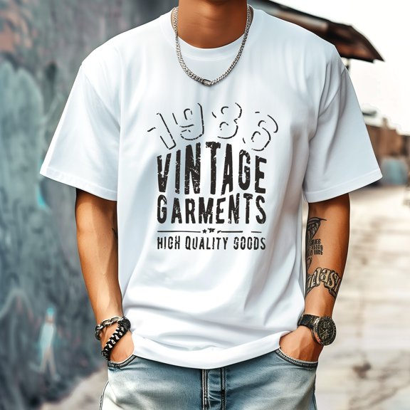 Men's T Shirt Round Neck Patterned Tee Summer New Sports Shirt Vintage Style Gift for Friends XS