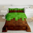 thumbnail image 2 of Homewish Pixel Geometric Bedding Comforter Set,Grid Checkered Twin Comforter Sets,Green Brown Bedding Set For Girls Boys,Super Cozy Room Decor Reversible,2pcs, 2 of 8