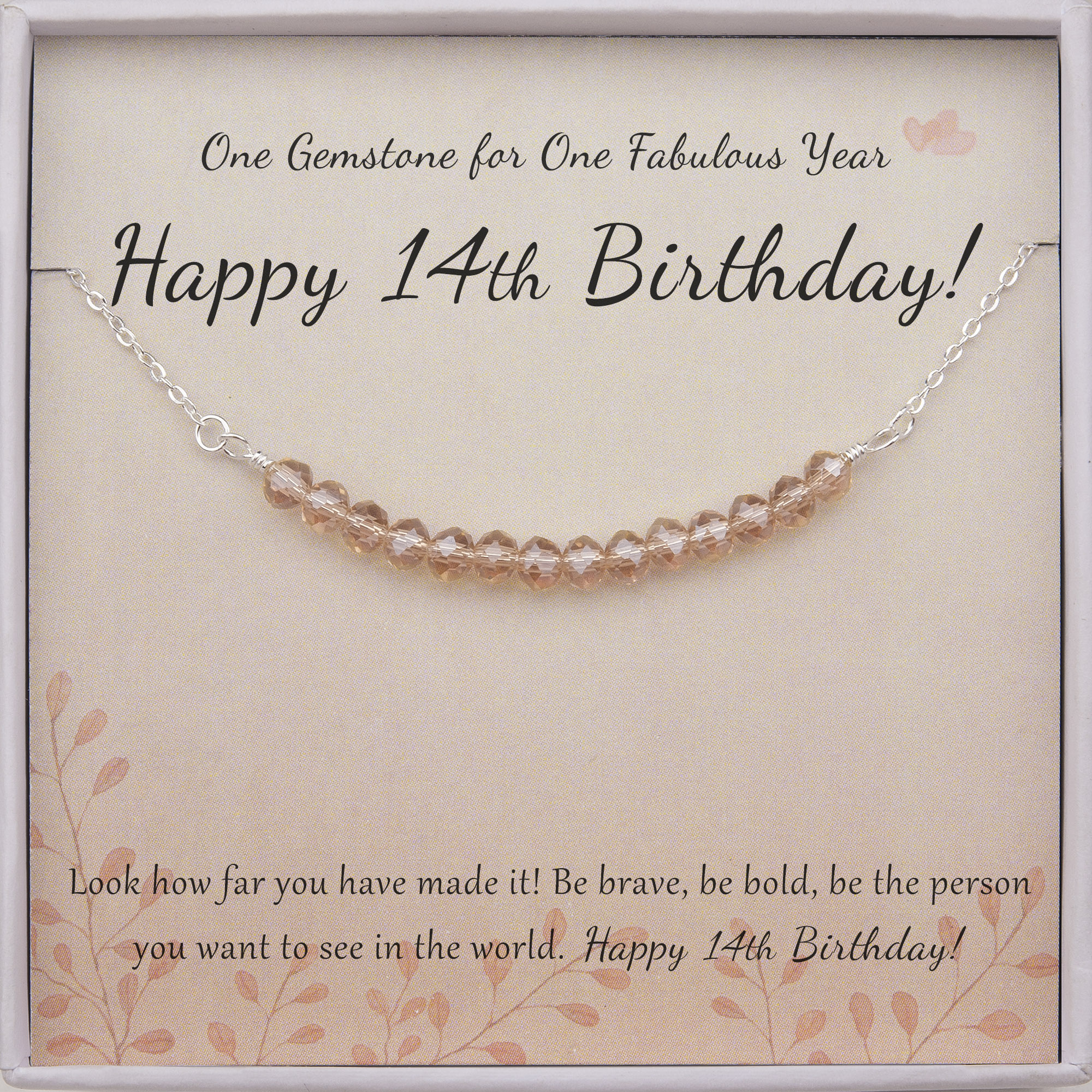 Anavia 14th Birthday Gifts for Girls, 925 Sterling Silver 14 Beads Necklace for 14th Birthday Girl Gift, Gift for 14 Year Old Daughter/Niece